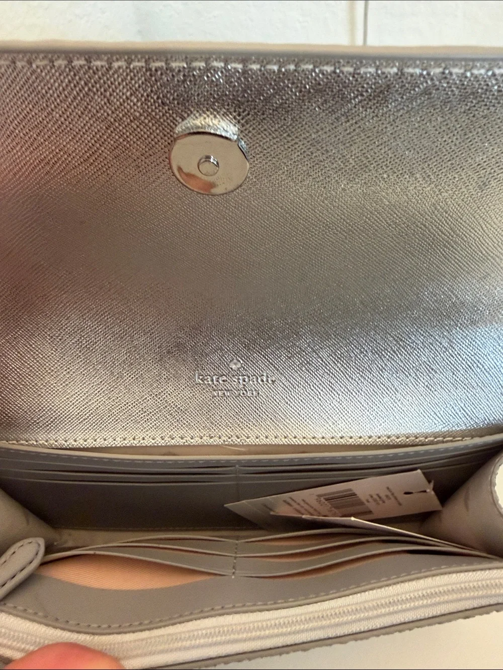 kate spade Silver Glitter Jeweled Wristlet Clutch